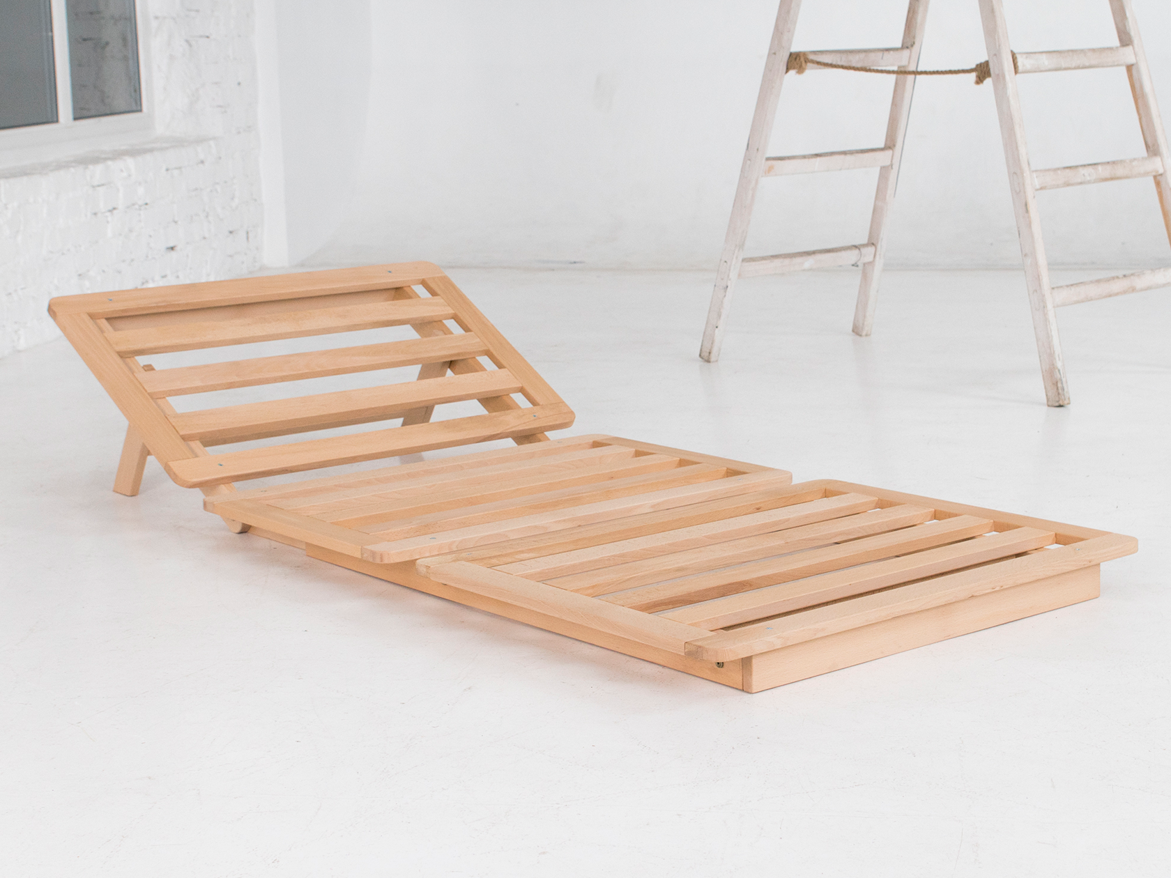 Canapé 1 place brut EKONO avec 1 matelas futon 100% coton, coutil coton écru non déhoussable